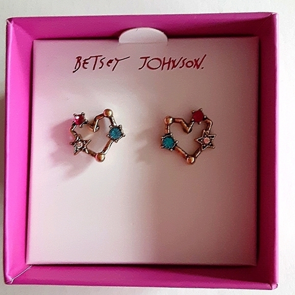 Betsey Johnson Heart Constellation Earrings New In Box - Picture 2 of 3